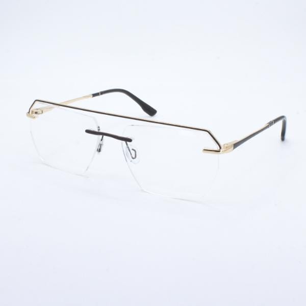 Lensoz Elite X Luxe Rimless Geometric - Narrow - Golden & Brown