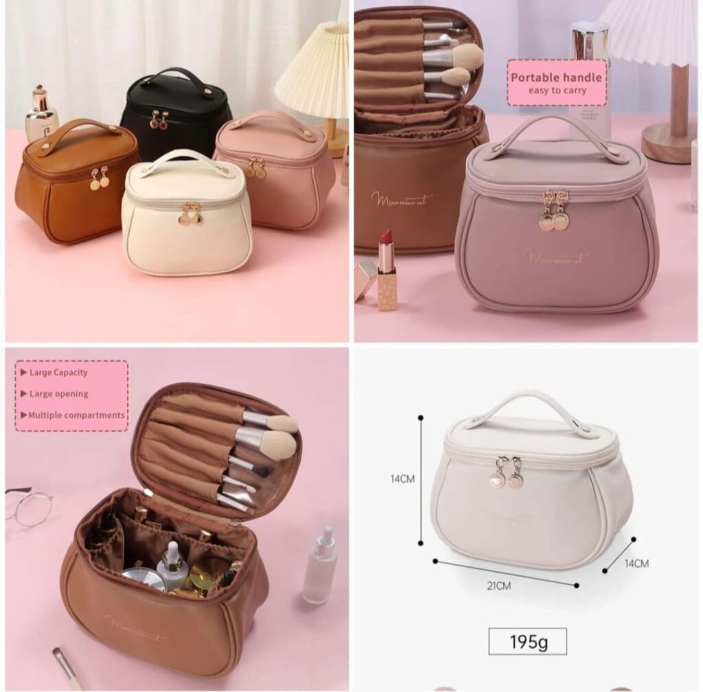 Small Makeup Bag, Cosmetic Bag for Women Travel Makeup Organizer Handbag Purse Pouch Compact Capacity for Daily Use, Makeup Brush Holder, Waterproof Nylon, Durable Zipper