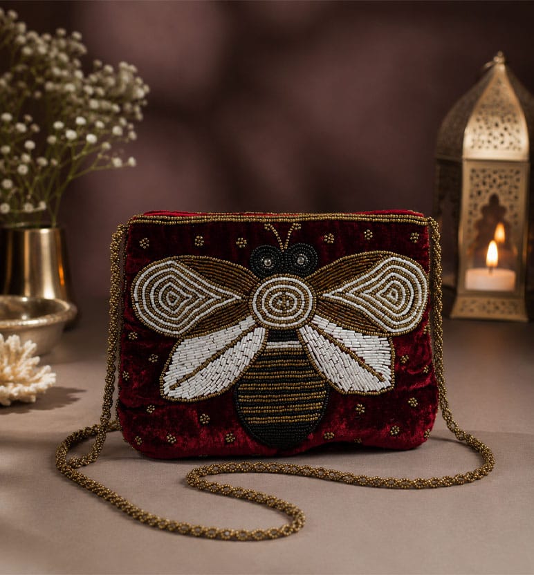 Handcrafted Zari Zardozi Velvet Batua