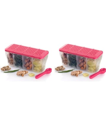 MAGICSPOON Plastic Pink Multi-Purpose Container ( Set of 2 )