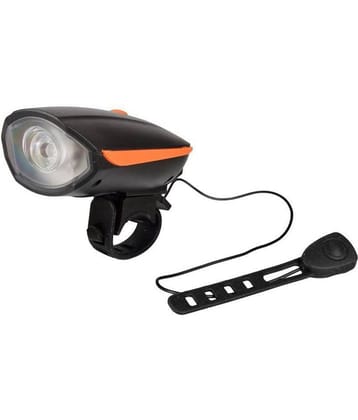DarkHorse Bicycle CE Standard USB Rechargeable 3 Mode LED Front light and Horn 2 in 1 Light/Horn, Orange