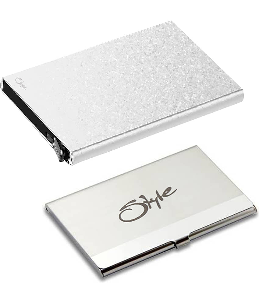 High Quality Metal with White Debit/Credit ATM|Combo of 2| Card Holder (26072608)