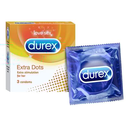 Durex Condoms, Extra Dots - 3 Count