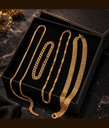 THMT Gold Plated Chains Combo ( Set of 4 )