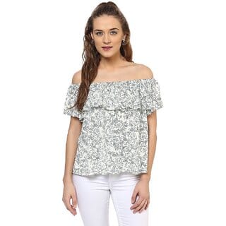 Purys Women White Printed Layered Top