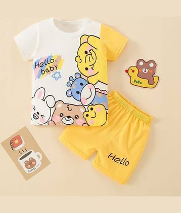 VELION Pack of 1 Baby Boys Cotton Blend T-Shirt & Pants Set ( Yellow )