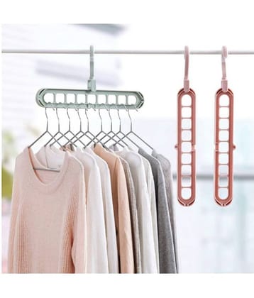 Everbuy (Set OF 2) 360 Degree Swivel Hook -9-Holes Design Space Saver Anti-Skid Plastic Hangers for Clothes Wardrobe