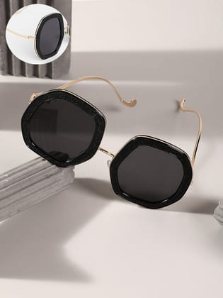 The Shimmer Oversized Sunglasses - Charcoal Black-Sunglass