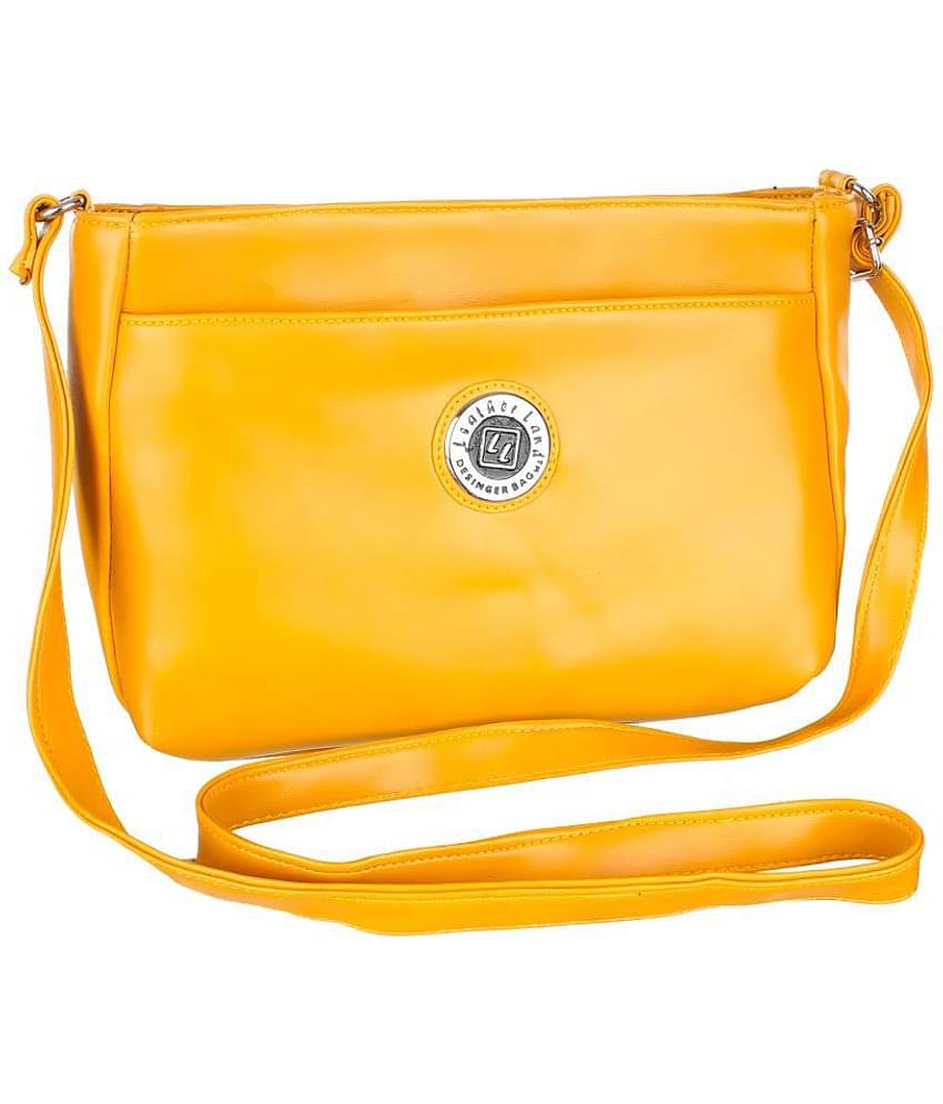 Leather Land Yellow Faux Leather Sling Bag