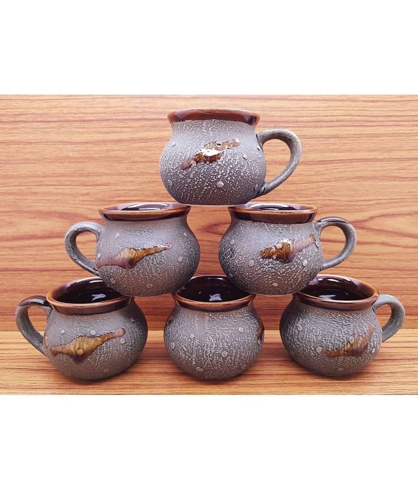 Laghima jadon Printed Ceramic Coffee Cup 120 ml ( Pack of 6 )