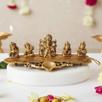 Aluminium Showpiece Musical Ganesh With Deepak Statue (ASMAS333 G)