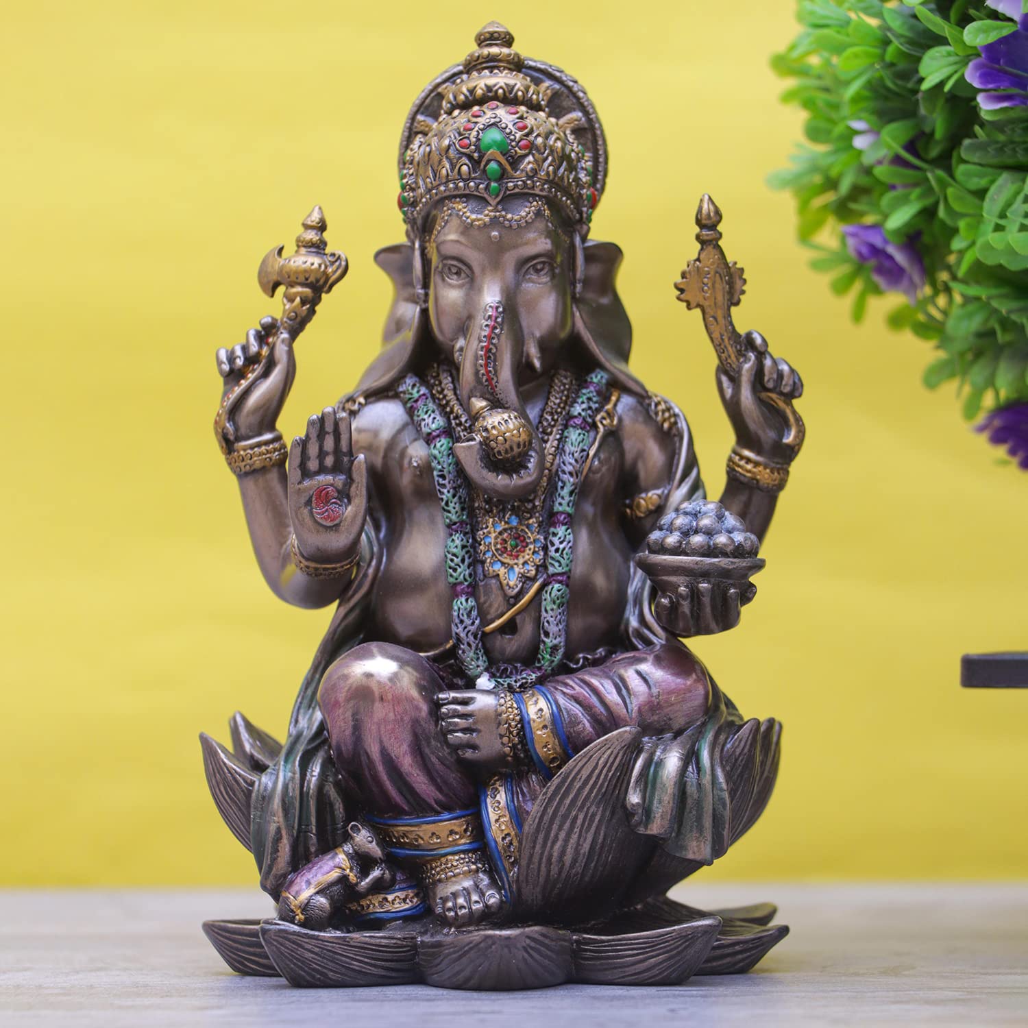 Craftlayout Resin Ganesha Statue with Bronze Finish 7 Inch