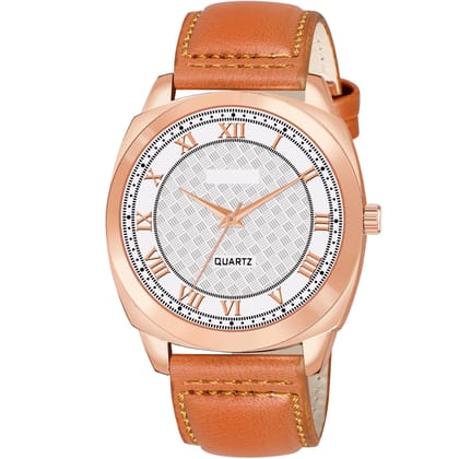 White Cubic Designer Printed Dial Analog Watch for Men LR90