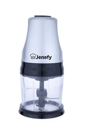 Jenefy Electric Vegetable Chopper for Kitchen 275 Watts Copper Motor 500 ml Bowl For Chop Mince Puree & Whisk 4 Bi Level Stainless steel Blade for Chopping Vegetable and Fruits Grey