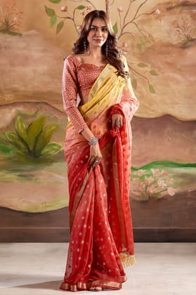 Red Woven Georgette Saree