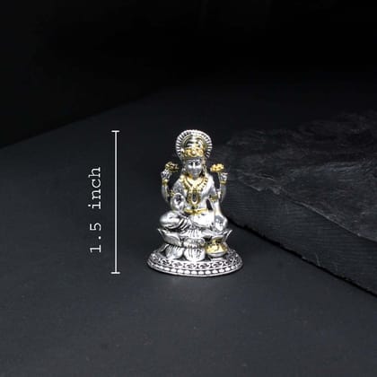 2D 925 Solid Sterling Silver Oxidized Laxmi Statue religious Diwali gift-Small Size