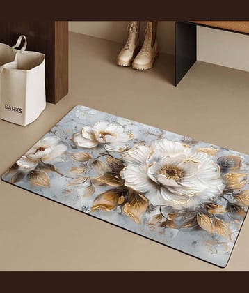 mahek accessories Set of 1 Anti-skid Rubber Door Mat ( 60 X 40 cm ) White