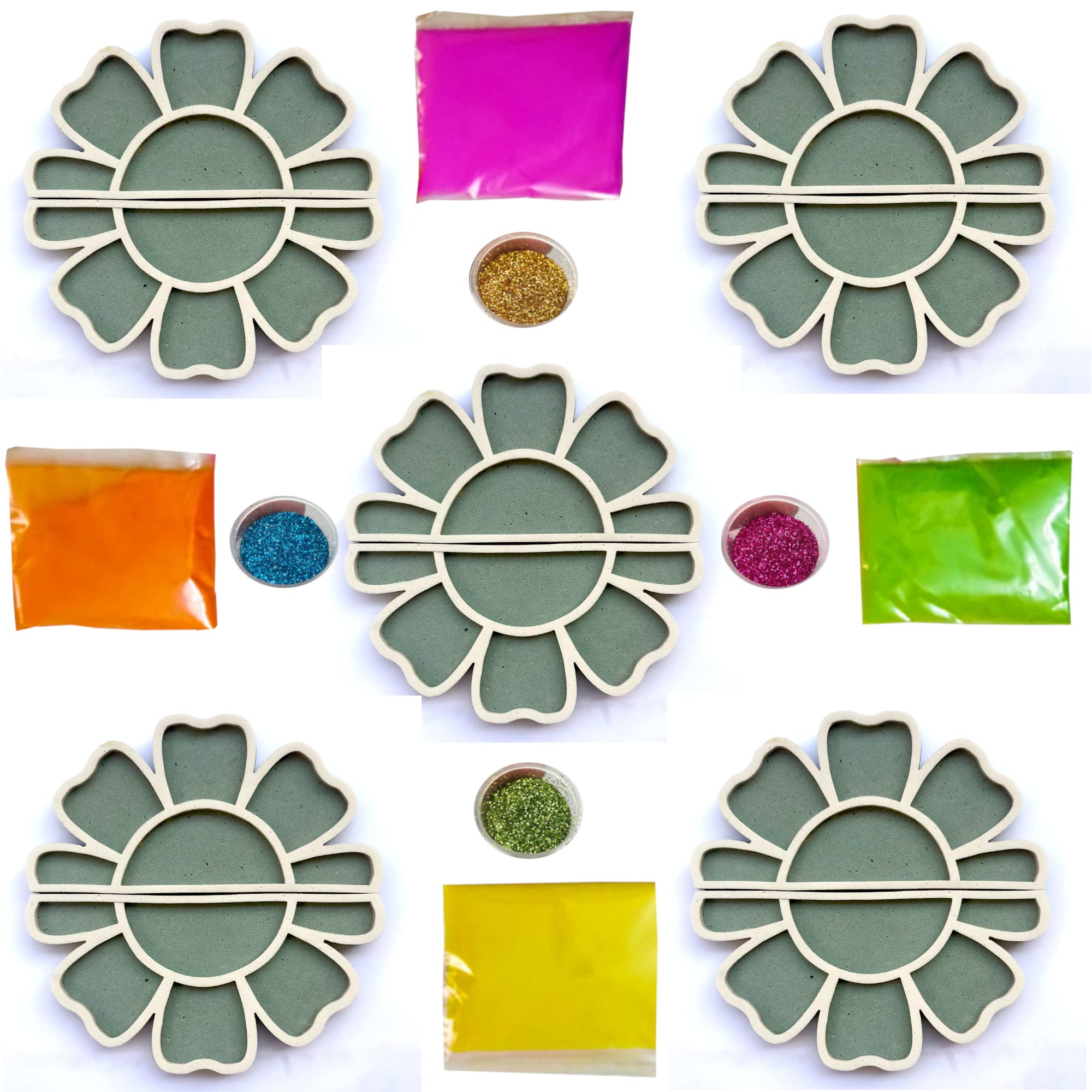 The Brown Box 3 D Rangoli Making kit,Rangoli Stencils,Rangoli Stickers,Rangoli mat,Floating Rangoli,Pooja Decoration Items,Pongal Decoration