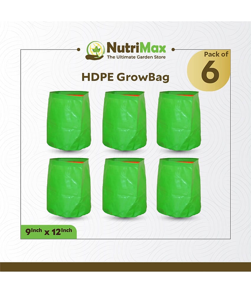 Nutrimax HDPE 200 GSM Growbags 9 inch x 12 inch Pack of 6 Outdoor Plant Bag