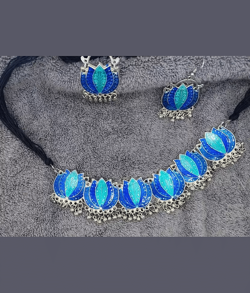 PUJVI Blue Alloy Necklace Set ( Pack of 1 )