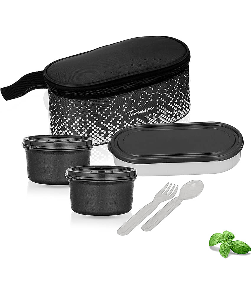 Trueware Microwave Safe Inner Steel Plastic Lunch Box 3 - Container ( Pack of 1 )