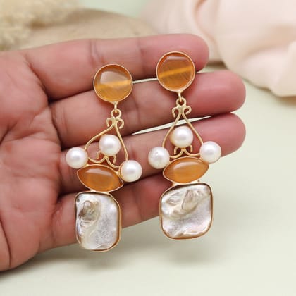 Radiant Mustard Yellow Color Amrapali Earrings-Earring Length: 6.50 CM x Width: 2.50 CM / Yellow / Brass With Good Quality Gold Plated