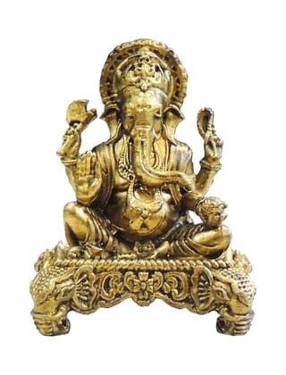Mini Brass Ganesh Ji Idol Statue for Home Temple & Gifting, Height : 2 Inch (BSMAS1925 G)