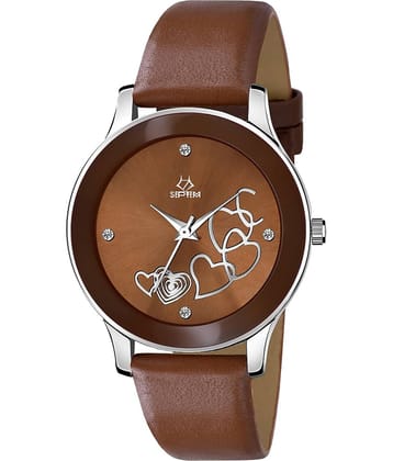 Septem Brown Leather Analog Womens Watch