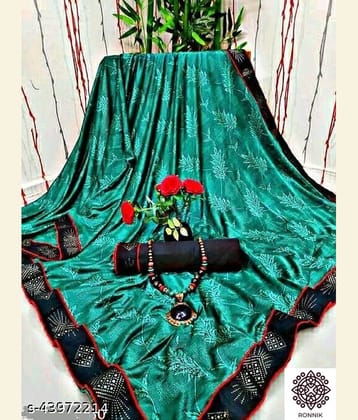 Gullak Lycra Woven Saree With Unstitched Blouse Piece ( Green )