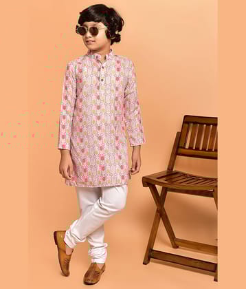PRINTCULTR Boys Cotton Blend Abstract - Pattern Kurta Pant Set ( Pink , Pack of 1 )