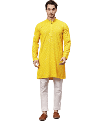 FIREFISH Purple Sequin Regular Fit Men's Kurta Pyjama Set ( Pack of 1 )