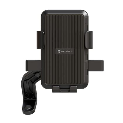 Portronics Mobike 5 Scooty,Scooter Phone Holder with Mirror Mount, 360 Degree Rotation, Strong Grip, Compatible with 4.7 to 7.2 Smartphone, Mobile Stand for Scooter, Cycle & Motorcycle (Black)