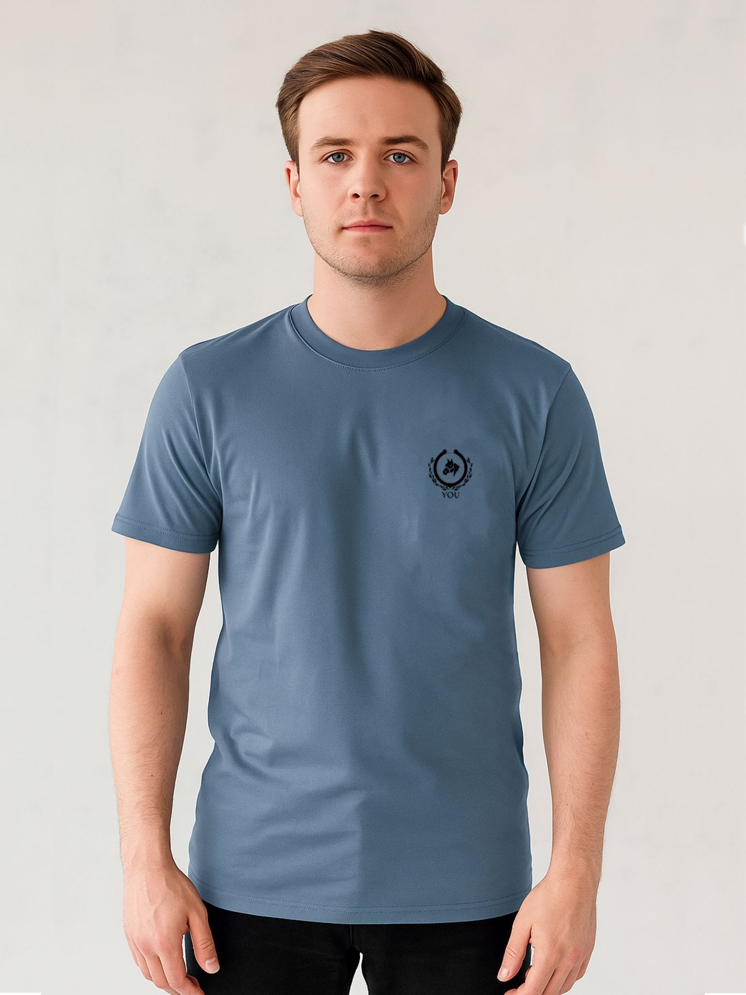 Cotton Royal Blue Plain Round neck T-Shirt