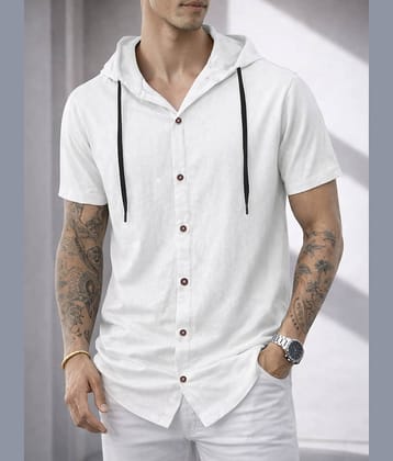 Eyebogler Cotton Blend Regular Fit Solids Half Sleeves Men's Casual Shirt - White ( Pack of 1 )