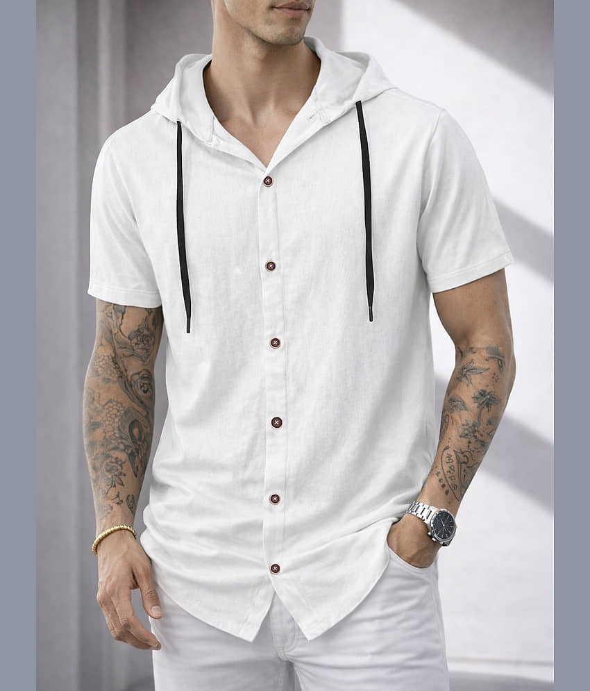 Eyebogler Cotton Blend Regular Fit Solids Half Sleeves Men's Casual Shirt - White ( Pack of 1 )