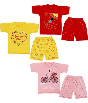 DIAMOND EXPORTER Pack of 3 Boys Satin T-Shirt & Shorts Set ( Multicolor )