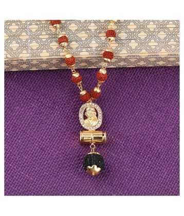SILVER SHINE Gold Plated Traditional Rudraksh Mala SAI BABA Pendant Mala for Men and Women - Golden