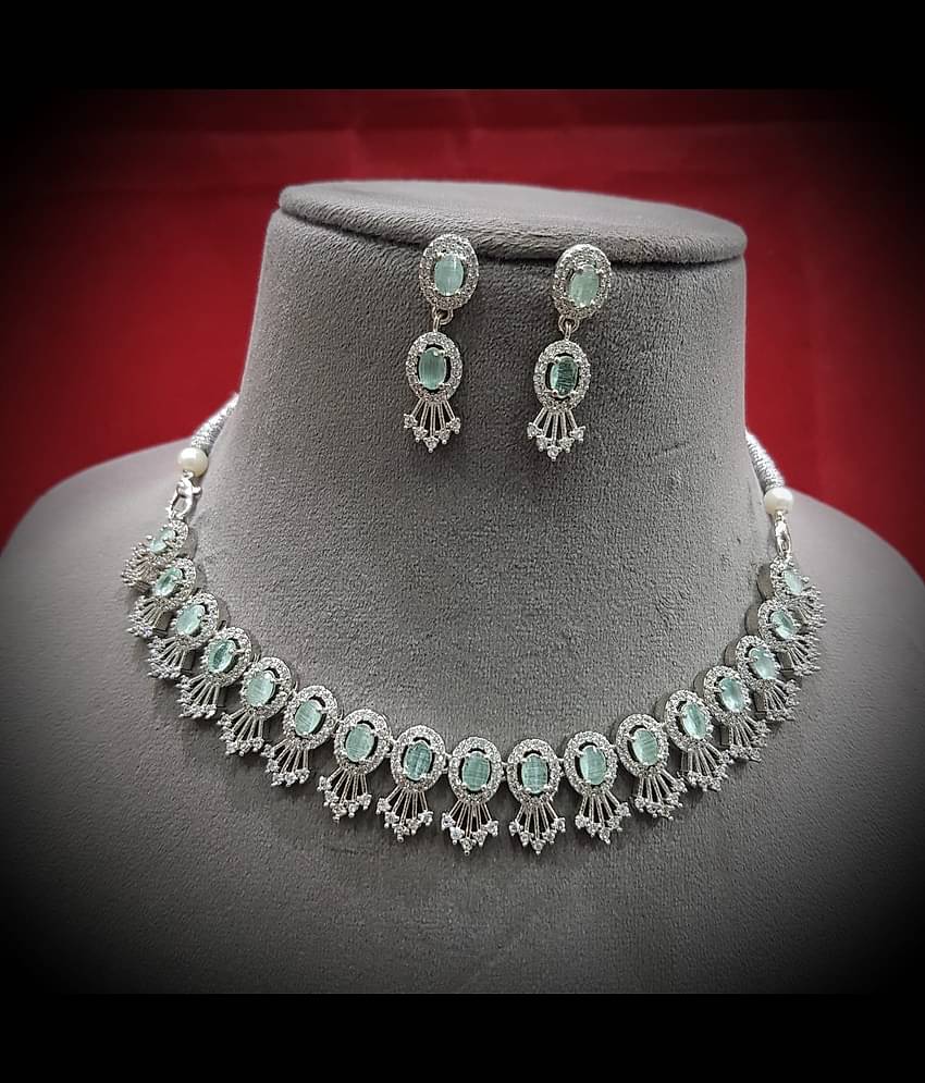Ladymania Mint Green Alloy Necklace Set ( Pack of 1 )