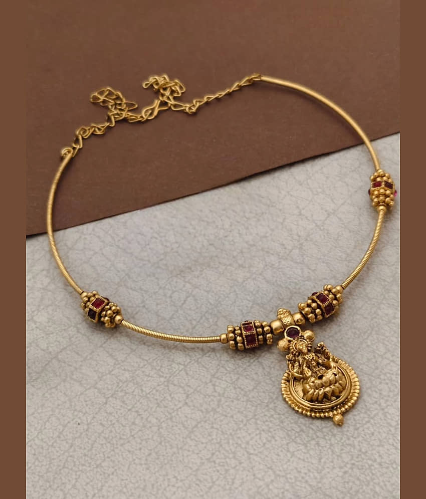 ROFARWORD Gold Brass Necklace Set ( Pack of 1 )