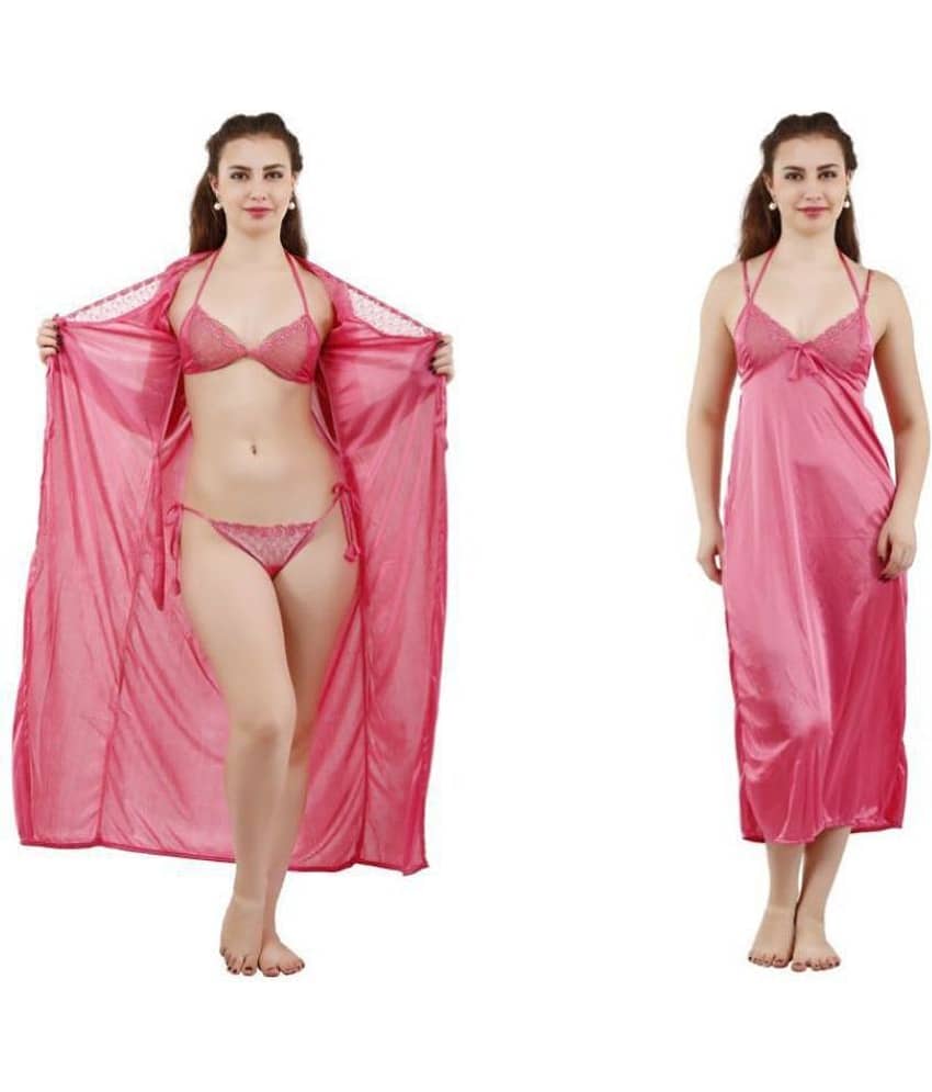 Romaisa Satin Night Dress - Pink Pack of 4