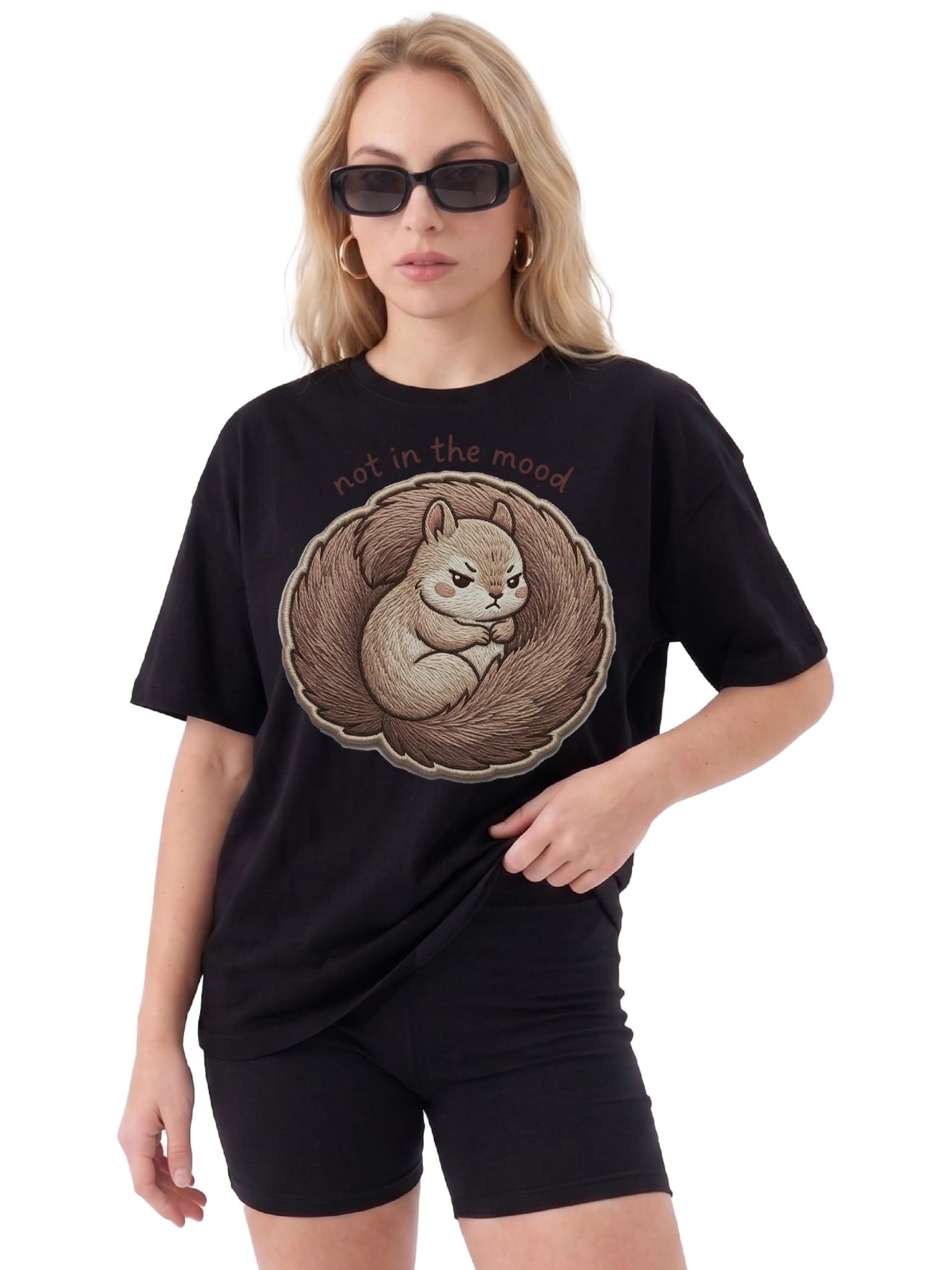 The Retro India Women Cute Bunny Oversized T Shirt | Black 100% Cotton Tee, Aesthetic Oversize t Shirt, Casual Oversize Tee, Relaxed Fit, Trendy Korean Fashion Graphic Top