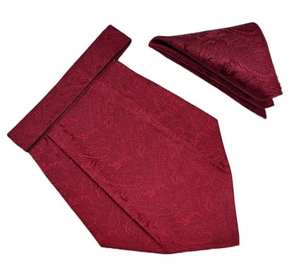 VOICI France Mens Paisley Cravat ascot NeckTie Pocket Square Microfiber Fabric Free Size-Cherry Red VOICI France Mens Paisley Cravat ascot NeckTie Pocket Square Microfiber Fabric Free Size-Cherry Red