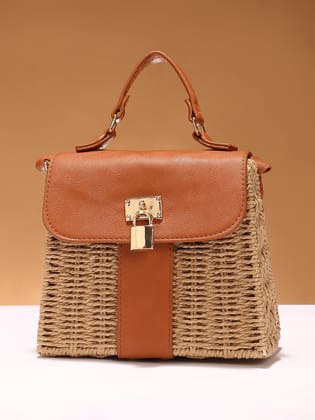 The Riviera-Straw Hand Bag - Chocolate Brown-Hand Bag