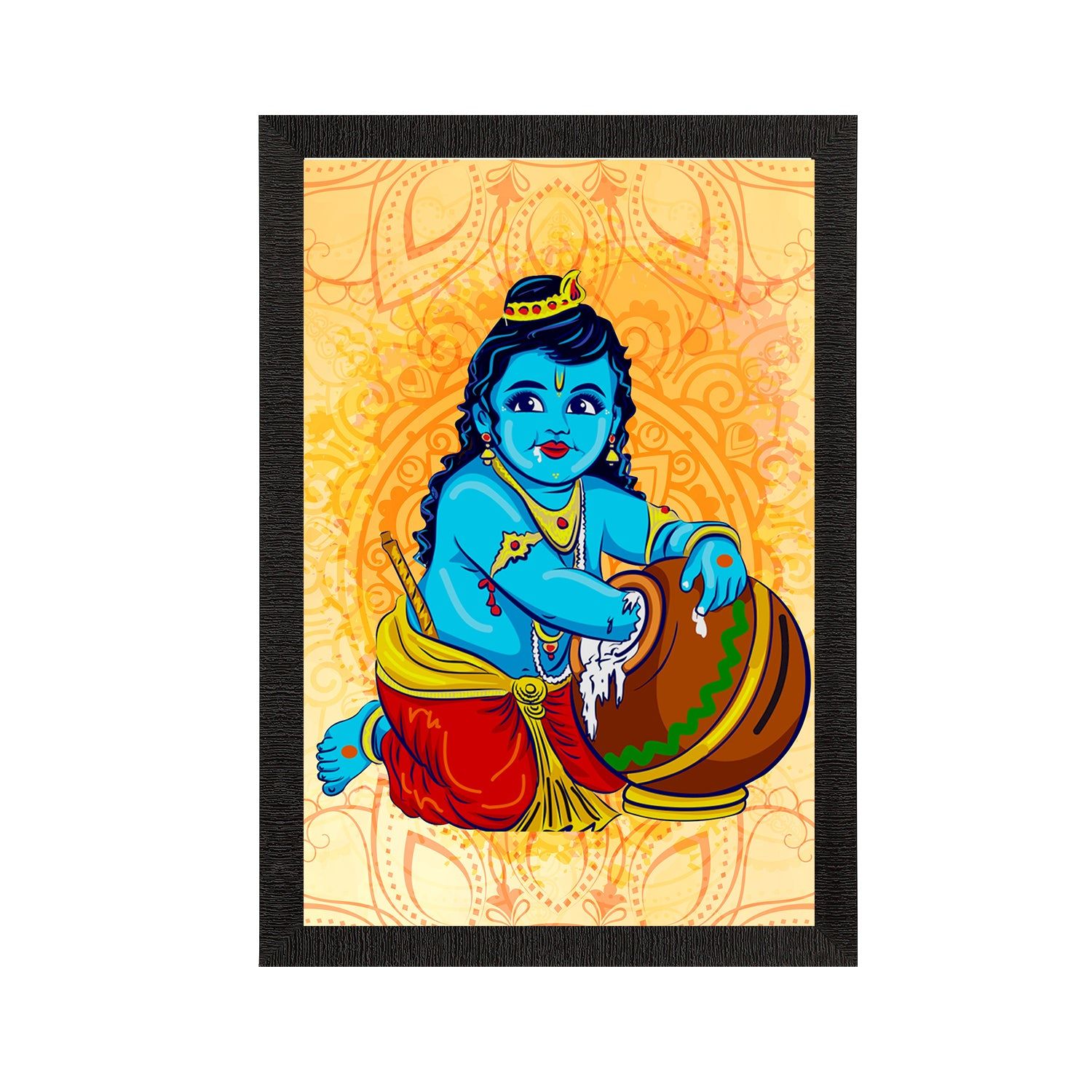 Lord Krishna Painting Digital Printed Religious Wall Art