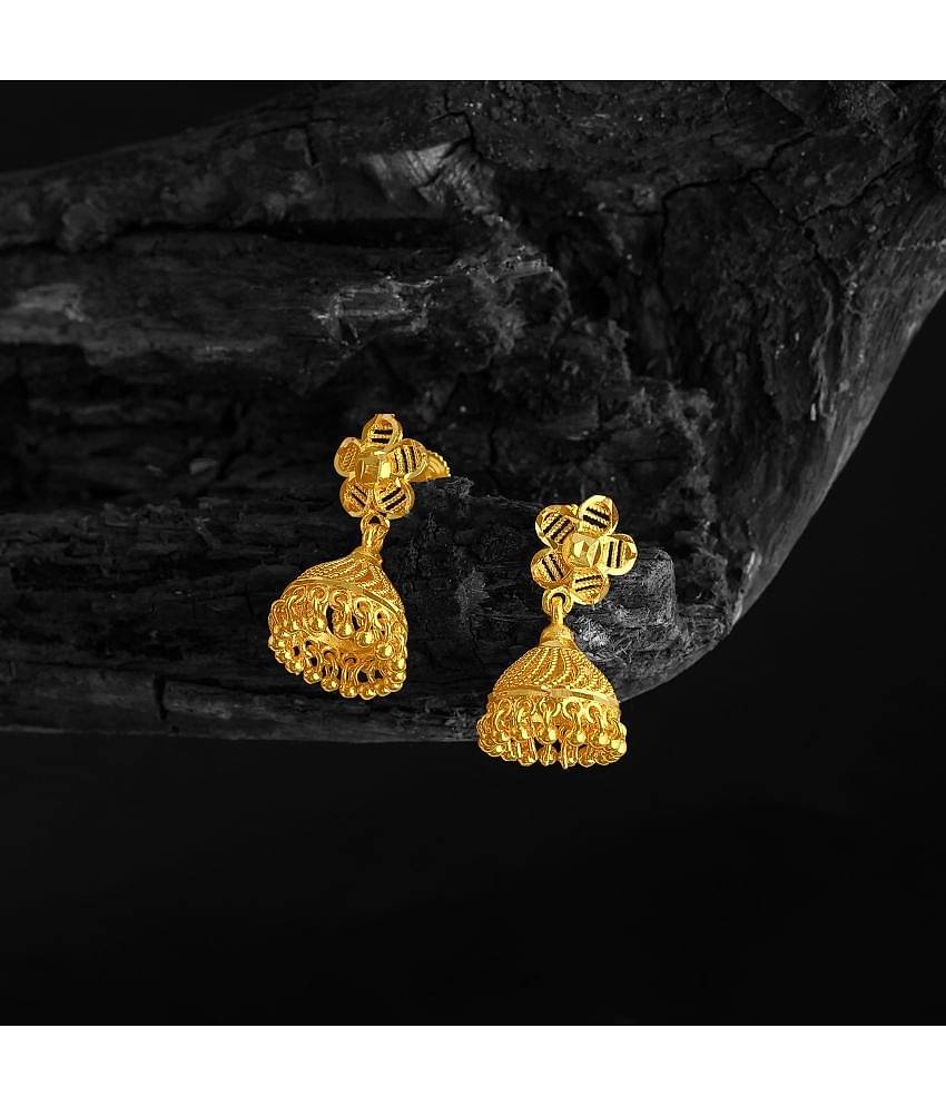 LUV FASHION Golden Jhumki Earrings ( Pack of 1 )