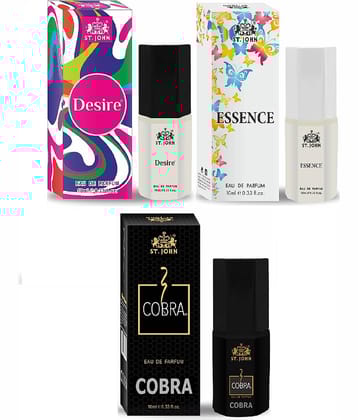 ST.JOHN Cobra ,Desire & Essence ,Pocket Perfume For Men 10ml Each (30ml) - Pack of 3