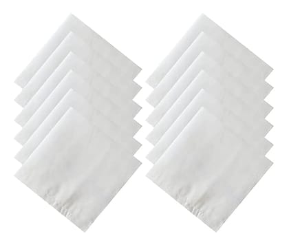 100% Cotton Premium Collection Handkerchiefs Hanky for Men, Set of 24 (White), Standard