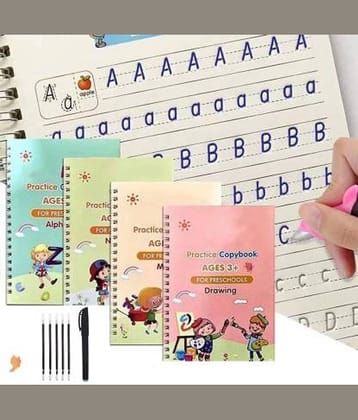Sank Magic Practice Copybook 4 BOOK + 8 REFILL  (Multicolor)