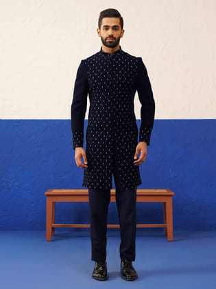 blue plain simmer kurta set-S/38 / Kurta Churidaar Set