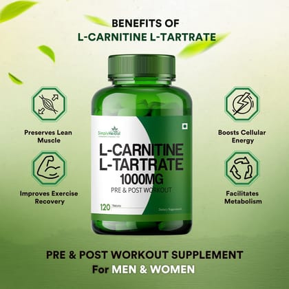 Simply Herbal L-Carnitine L-Tartrate 1000mg-120 Tablets